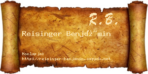 Reisinger Benjámin névjegykártya